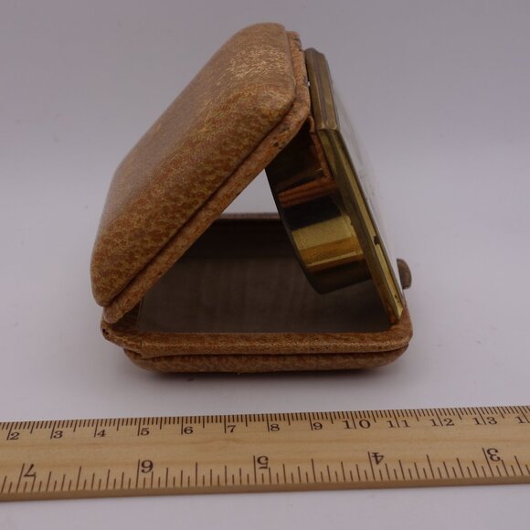 Vintage Birks 7 Jewels Germany Genuine Leather Travel Alarm Clock Still Ticking - Picture 7 of 15